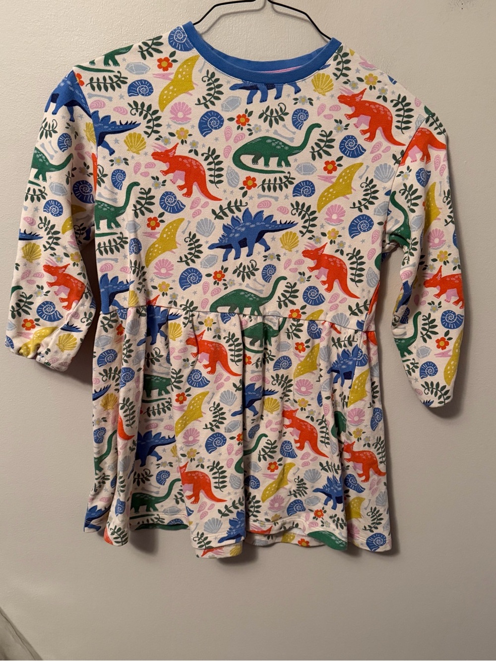 Mini Boden Multicolor Dinosaur Print Sweater Dress